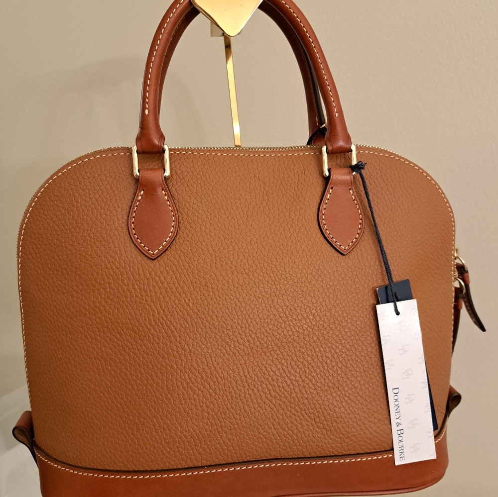 Dooney & Bourke Pebbled Leather Domed Satchel Caramel/Gold-NEW W/TAGS! - Picture 9 of 13